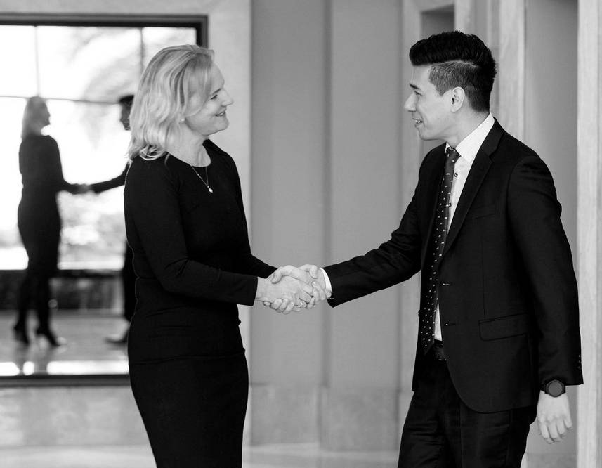 Handshake in professional setting